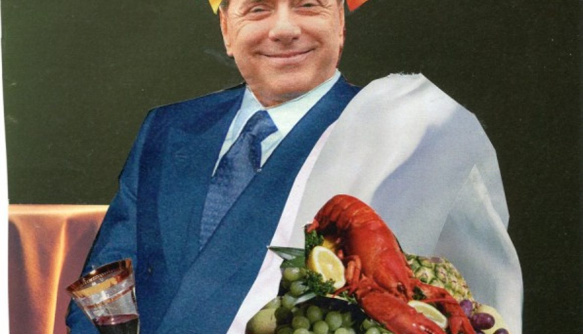 Berlusconi drinking wine